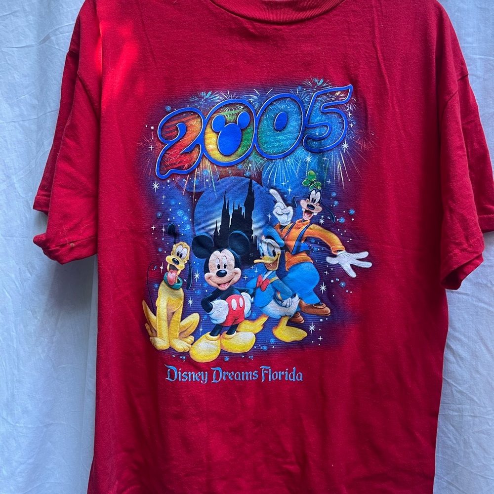 Disney Red 2005 Tee with Mickey and Friends
